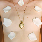 underwater relic spiral seashell brass medallion fragrance necklace