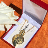 underwater relic spiral seashell brass medallion fragrance necklace