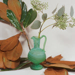green mineral handblown glass small spouted pitcher vase