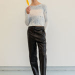 straight cut buttery soft black leather pant