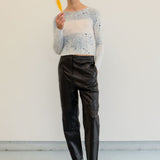 straight cut buttery soft black leather pant