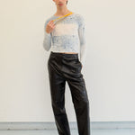 straight cut buttery soft black leather pant