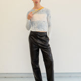 straight cut buttery soft black leather pant