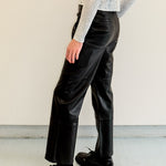 straight cut buttery soft black leather pant