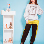 black yellow mid rise skater baggy jeans