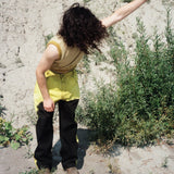 black yellow mid rise skater baggy jeans