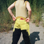 black yellow mid rise skater baggy jeans