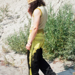 black yellow mid rise skater baggy jeans