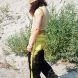 black yellow mid rise skater baggy jeans