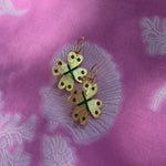 gold plated silver hand painted clover amulet earrings