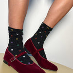 VELVET MARY JANE THEATRE SHOE IN MAROON - 100% SILK SHOP
