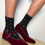 VELVET MARY JANE THEATRE SHOE IN MAROON - 100% SILK SHOP