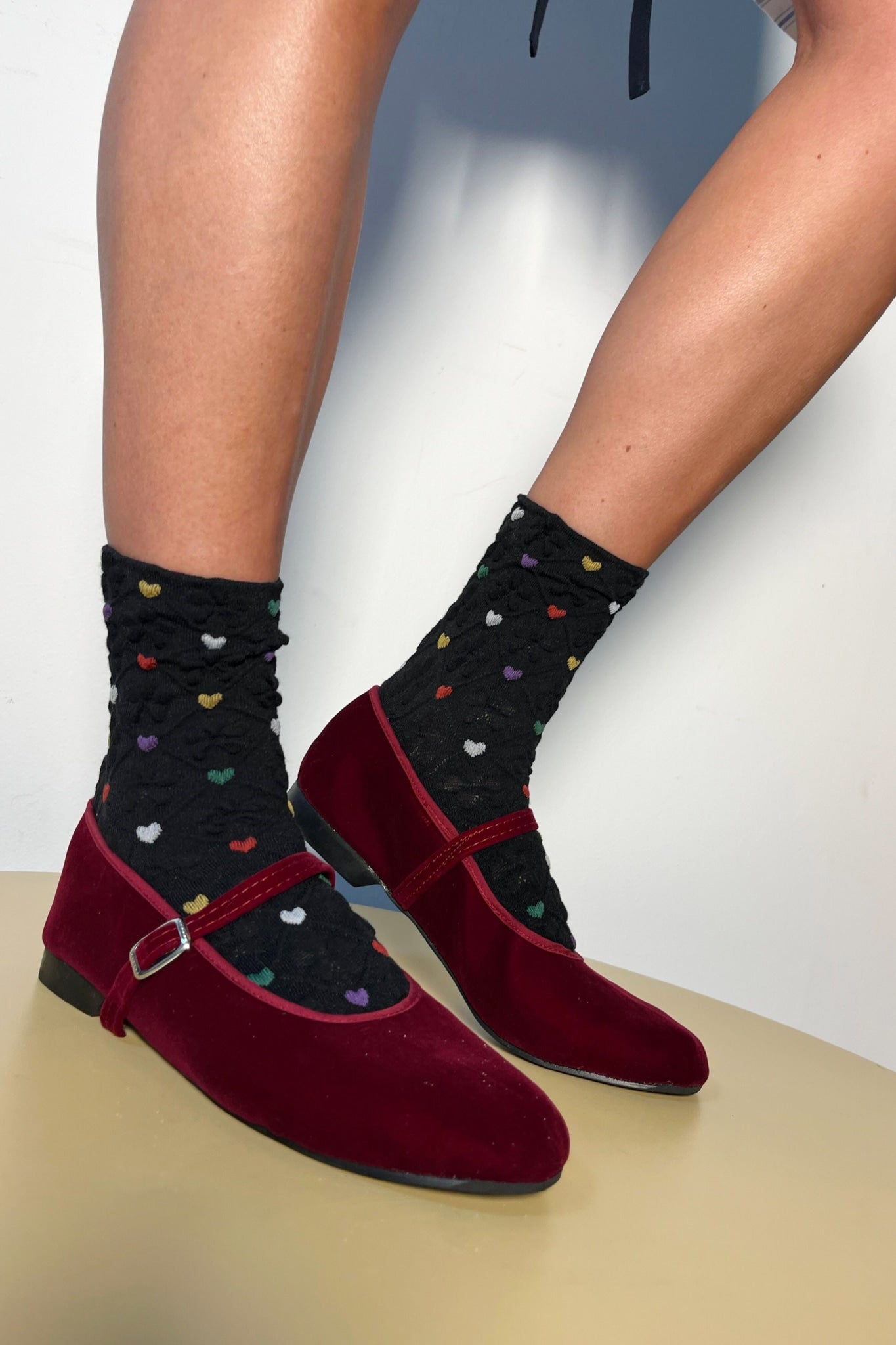 VELVET MARY JANE THEATRE SHOE IN MAROON - 100% SILK SHOP