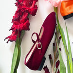 VELVET MARY JANE THEATRE SHOE IN MAROON - 100% SILK SHOP