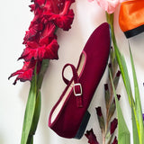 VELVET MARY JANE THEATRE SHOE IN MAROON - 100% SILK SHOP