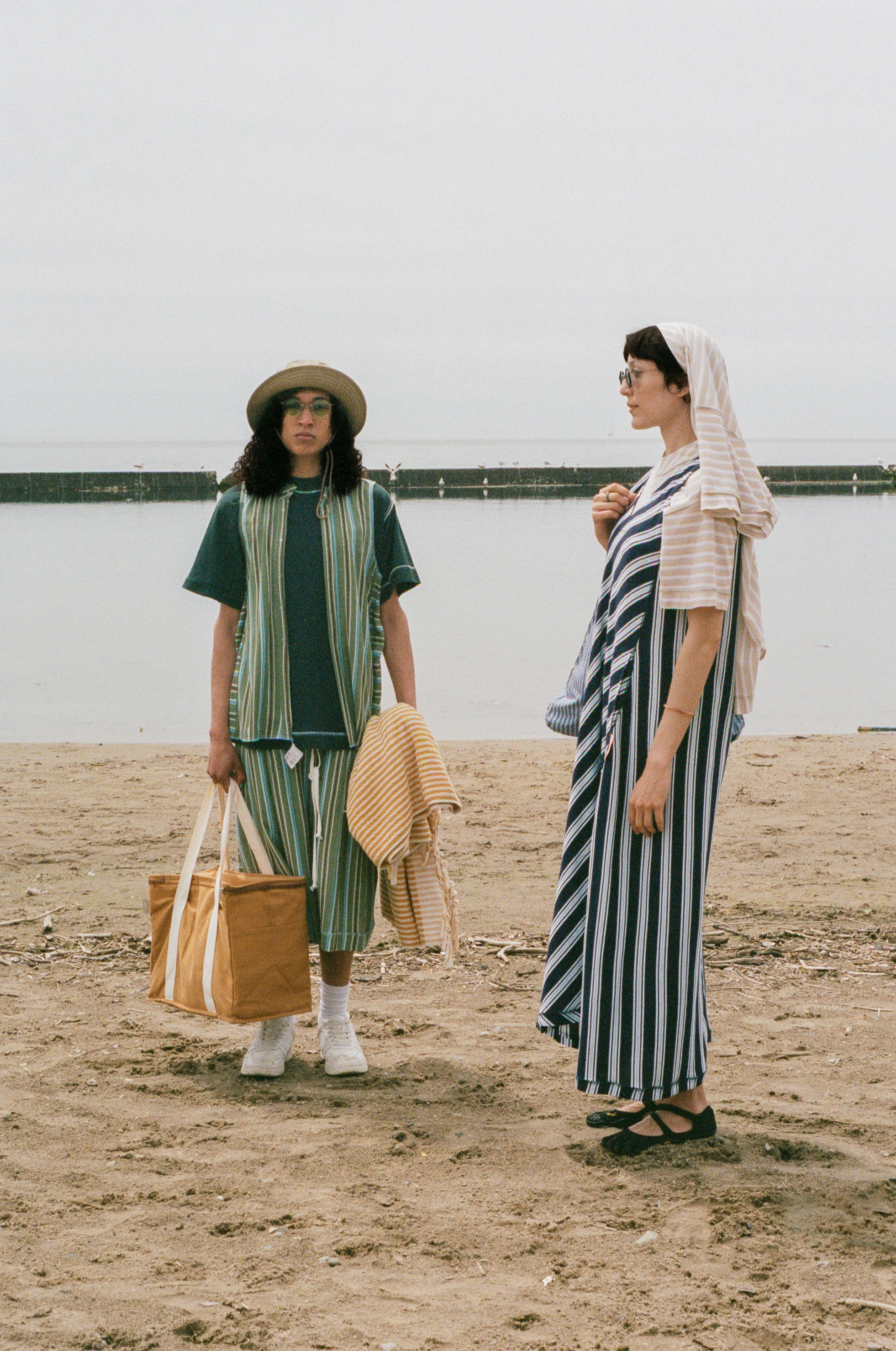 green stripe jersey pique sando vest