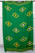 Load image into Gallery viewer, green cotton yellow diamond motif kente cloth