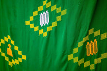 Load image into Gallery viewer, green cotton yellow diamond motif kente cloth