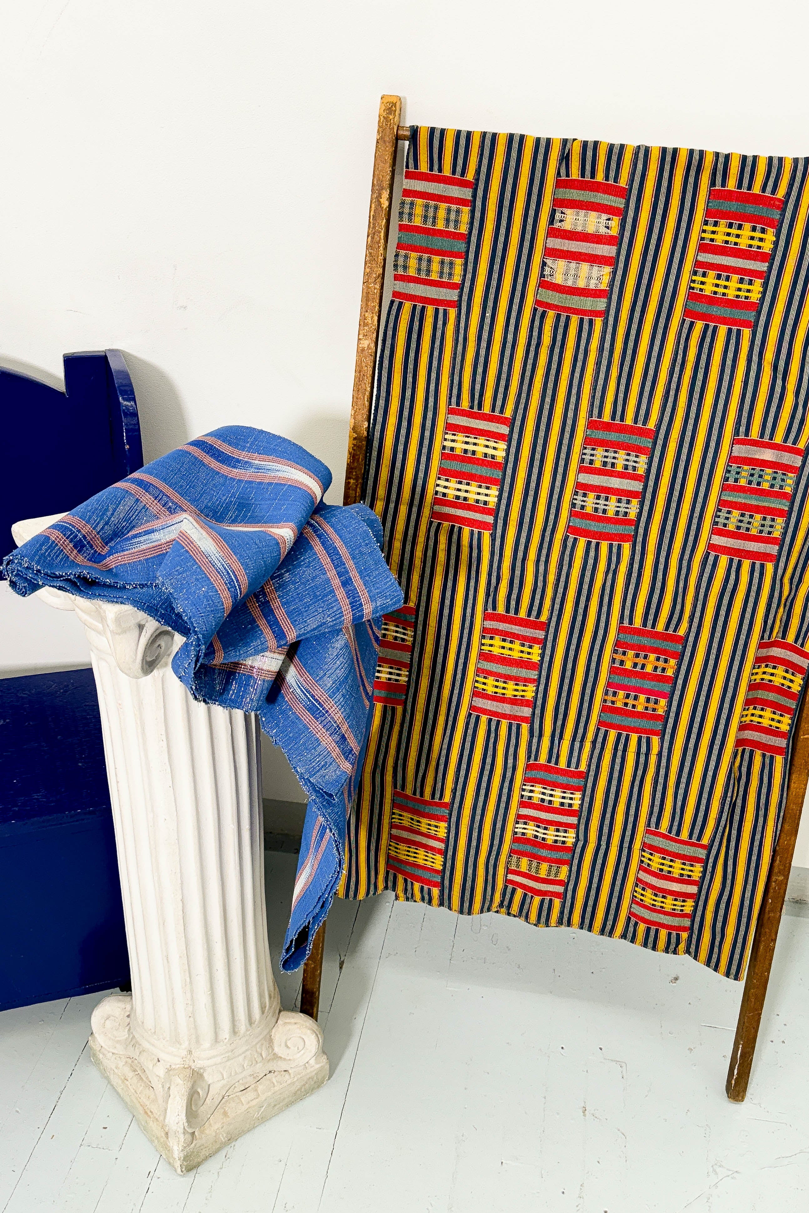 Primary coloured cotton handwoven ewe kente cloth