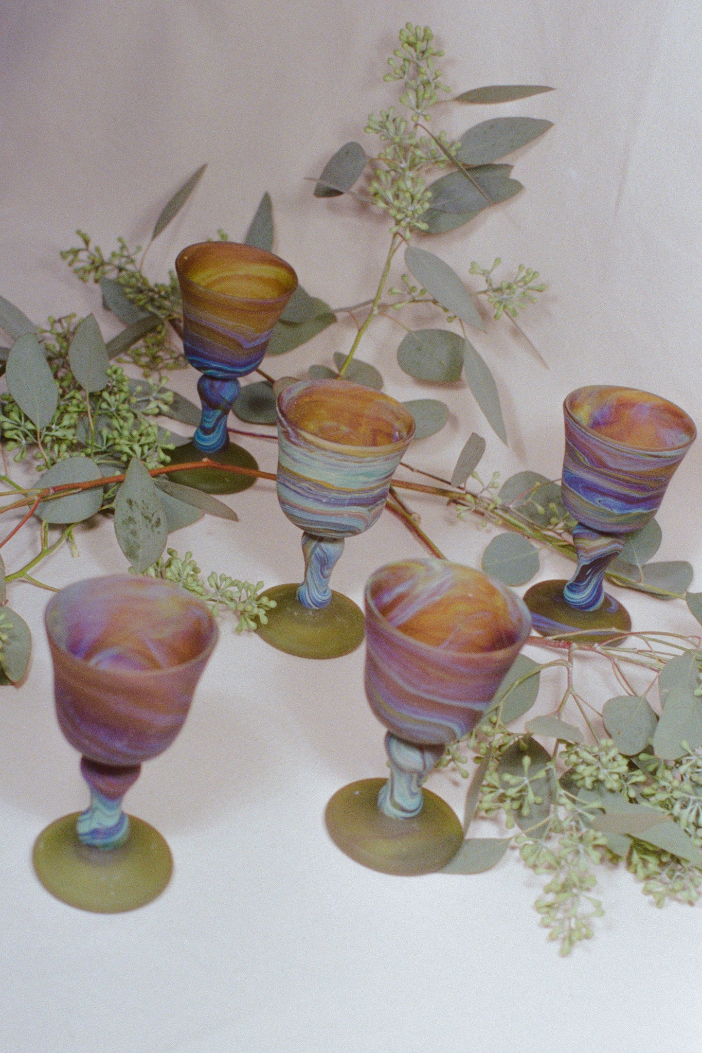 amber handblown Palestinian wine glass