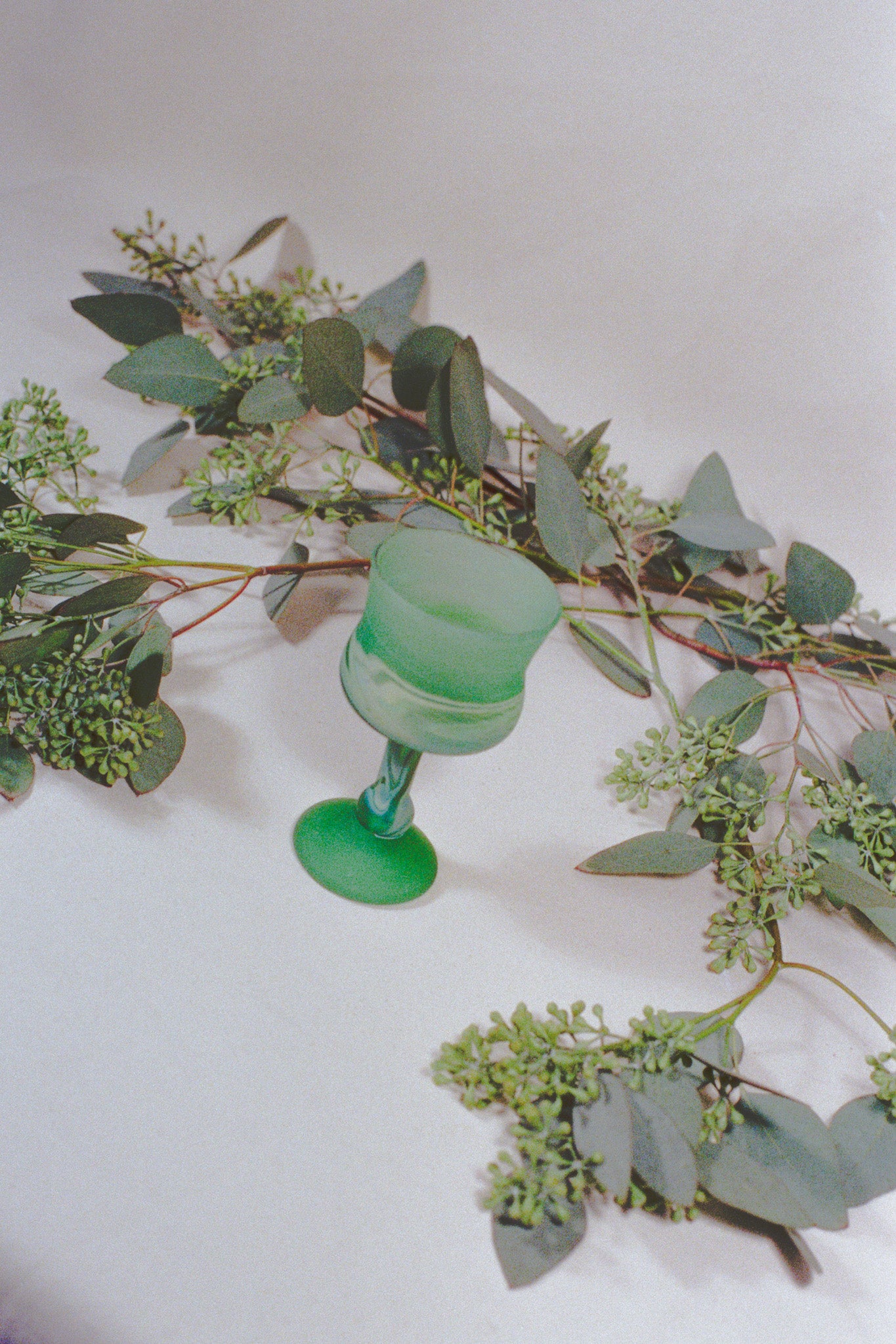 green mineral handblown glass wine drinking goblet