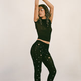 black netted cotton short scarf with bells