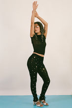 Load image into Gallery viewer, black netted cotton short scarf with bells