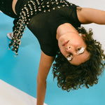 black netted cotton short scarf with bells