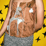 boxy fit naturally dyed corset in brown