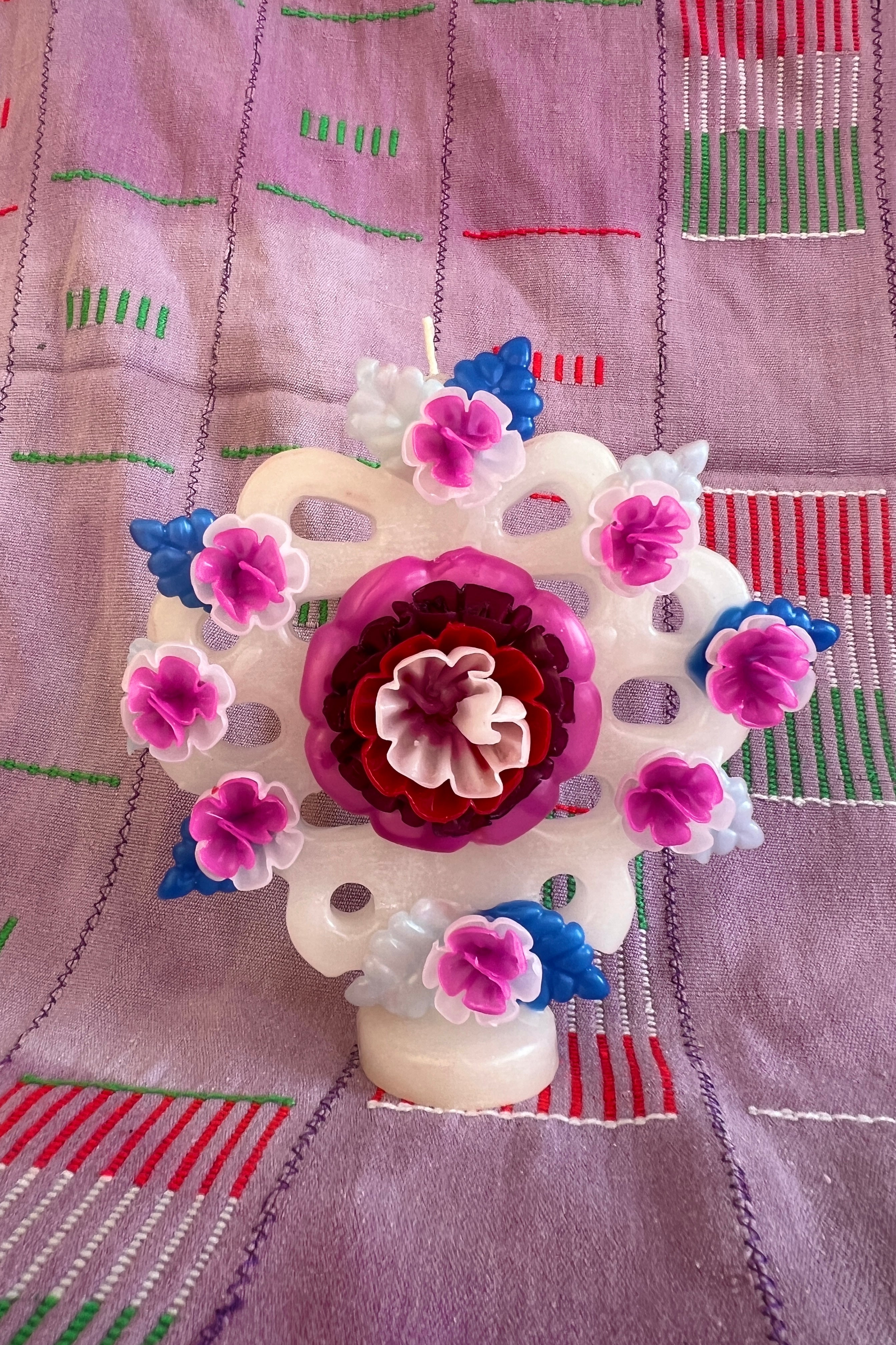 multi coloured tree of life beeswax candle