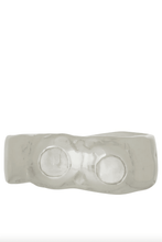 Load image into Gallery viewer, silver textured band ring with clear glass stones