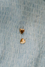 Load image into Gallery viewer, 18k plated textured heart drop earrings