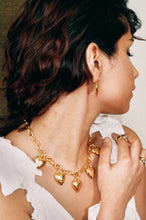 Load image into Gallery viewer, 18k plated textured heart drop earrings