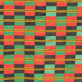 Large Checkered Ewe Kente Cloth in Red/Black/Green/Yellow