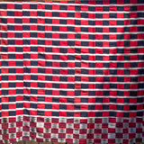 Early 20th century EWE KENTE - RED BLUE WHITE CHECKER - 100% SILK SHOP
