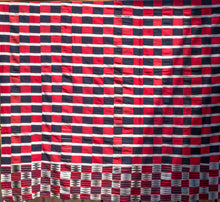 Load image into Gallery viewer, Early 20th century EWE KENTE - RED BLUE WHITE CHECKER - 100% SILK SHOP