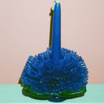 mini blue cabbage beeswax candle