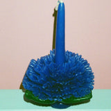 mini blue cabbage beeswax candle