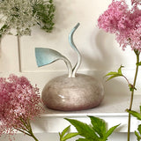 handmade ceramic daikon in pink brown and blue