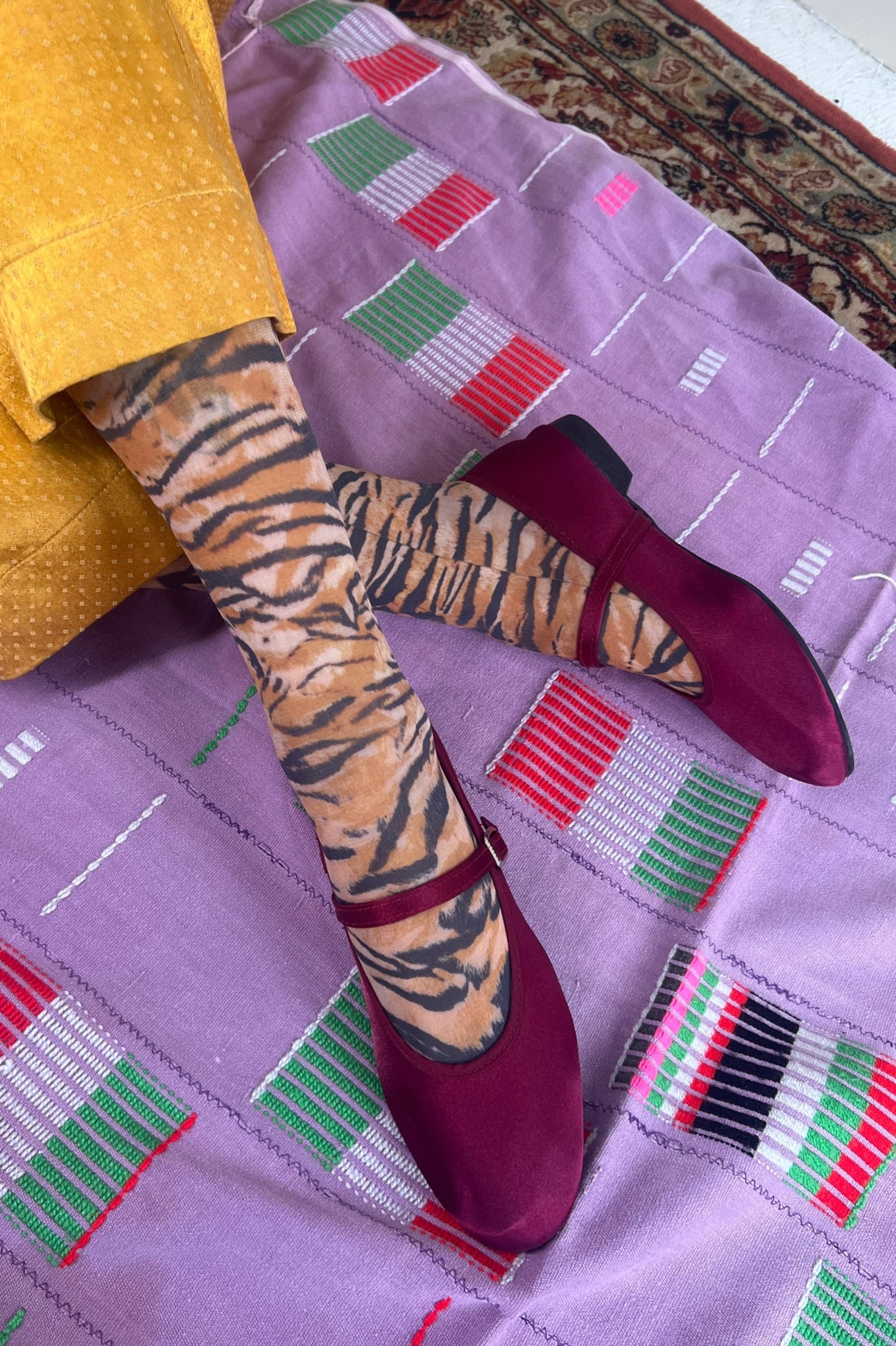 SATIN MARY JANE THEATRE SHOE IN CRIMSON - 100% SILK SHOP