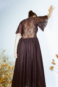 LONG DRESS WITH CHEST SPIRAL IN BLACK - Anne Isabella