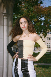 FARAH TOP IN BLACK YELLOW AND WHITE