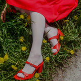 UNA SANDAL IN CARMINE CALF