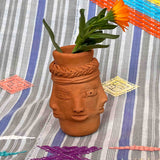 braided multi face red clay Oaxacan ceramic cup