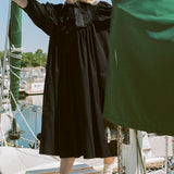 ASTRID DRESS WITH EMBROIDERY IN BLACK