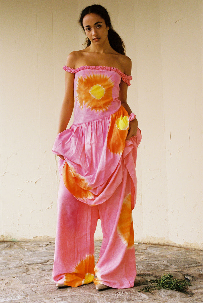 CHIRRI DRESS IN PINK DEDON TIE DYE