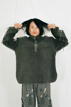 Load image into Gallery viewer, oversized grey fleece sweatshirt petal cutouts vintage fabric