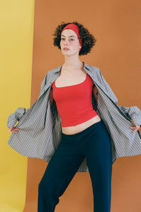 THE BIG BUTTON UP IN NAVY STRIPE