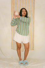 Load image into Gallery viewer, cotton loose fitted box tee in green stripes
