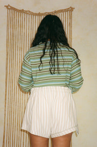 cotton adjustable boxer shorts in cream stripes